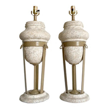 Load image into Gallery viewer, Postmodern Sculptural Plaster and Metal Table Lamps - a Pair
