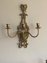 Load image into Gallery viewer, Pair of Three-Arm Vintage Heavy Brass Vintage Sconces (Eagle / Griffin Head)
