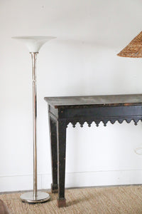 Mid Century Modern Chrome Floor Lamp with Glass Shade