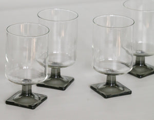 Vintage Linear Smoke Crystal Glasses-Set of Four- ROSENTHAL