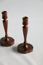 Load image into Gallery viewer, Wooded Carved Candlestick Holders
