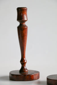 Wooded Carved Candlestick Holders