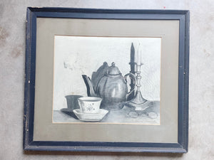 Vintage Charcoal Still Life Drawing