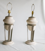 Load image into Gallery viewer, Postmodern Sculptural Plaster and Metal Table Lamps - a Pair
