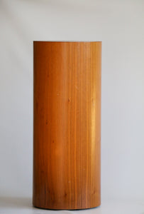 Tall Mid Century Danish Modern Round Circular Teak Drum Table / Display Pedestal