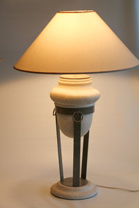 Postmodern Sculptural Plaster and Metal Table Lamps - a Pair