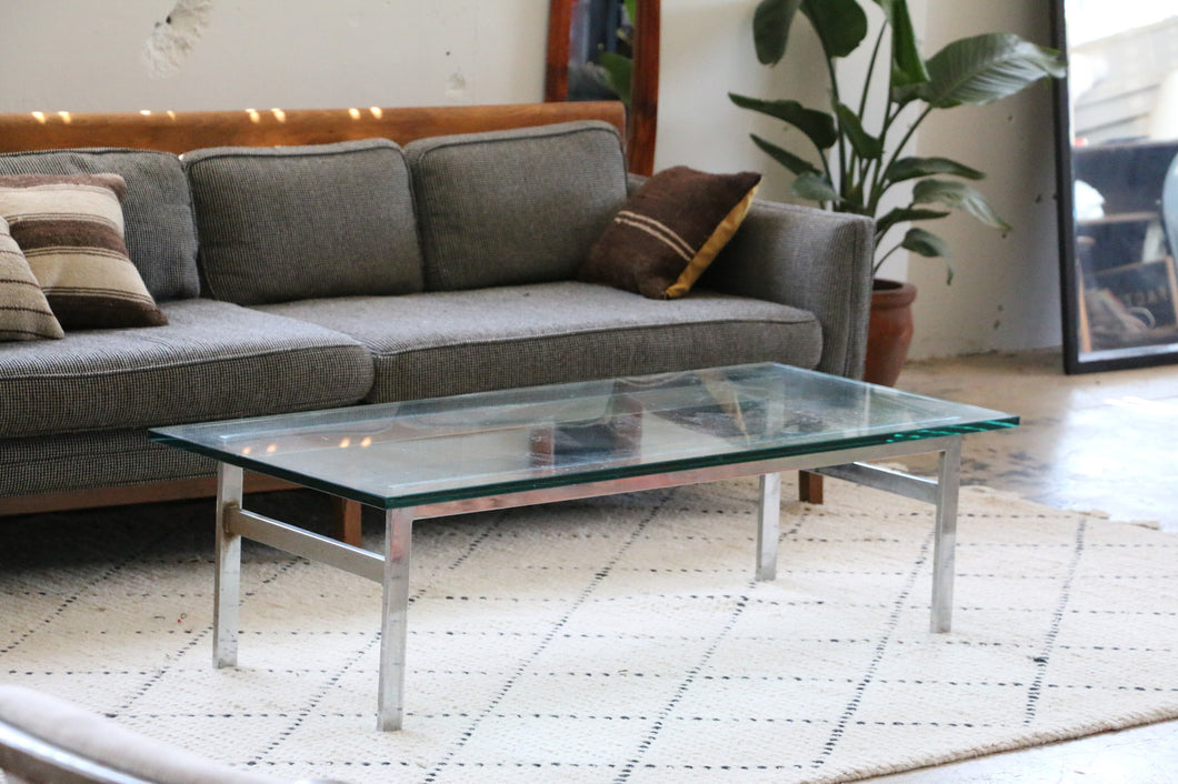 Mid Century Modern Chrome & Glass Coffee Table