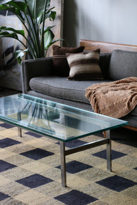 Mid Century Modern Chrome & Glass Coffee Table