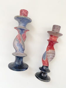 Twisted  Soapstone Candlestick Holders