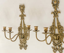 Load image into Gallery viewer, Pair of Three-Arm Vintage Heavy Brass Vintage Sconces (Eagle / Griffin Head)
