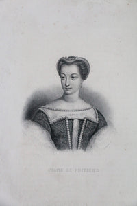 Antique Etching of Diane de Poitiers