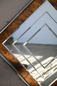 Mid Century Modern Chrome Beveled Wall Mirror