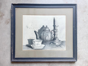 Vintage Charcoal Still Life Drawing