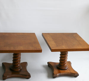 Pair of Mid Century Modern 1960s Pedestal Side Tables