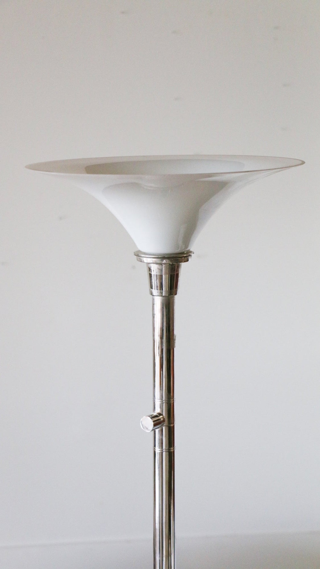 Mid Century Modern Chrome Floor Lamp with Glass Shade