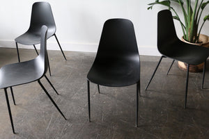 Set of Four Svelti Pure Black Dining Chairs