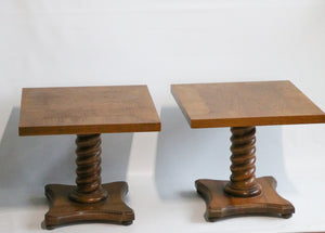 Pair of Mid Century Modern 1960s Pedestal Side Tables