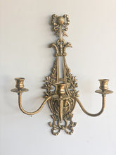 Load image into Gallery viewer, Pair of Three-Arm Vintage Heavy Brass Vintage Sconces (Eagle / Griffin Head)
