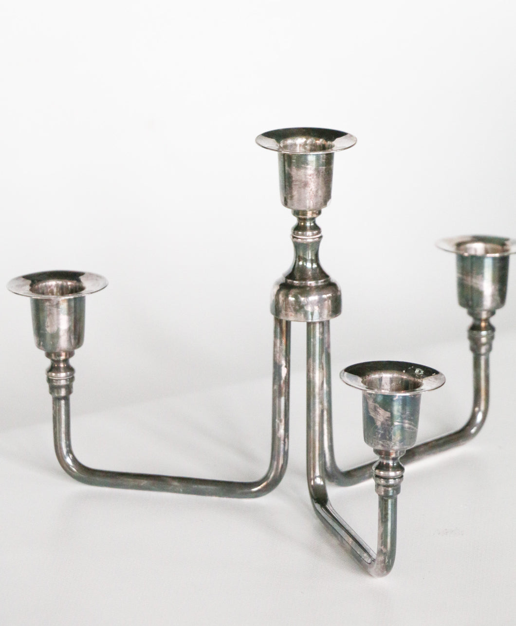 Vintage Danish Mid-Century Silver-Plated 4-Candle Candelabrum