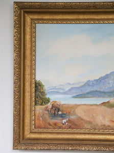 Framed Vintage Landscape Oil Painting