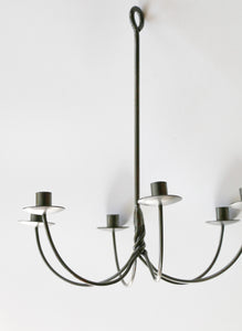 Wrought Iron 6 Arm Hanging Candle Chandelier