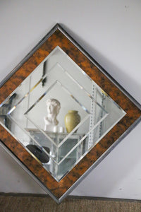 Mid Century Modern Chrome Beveled Wall Mirror