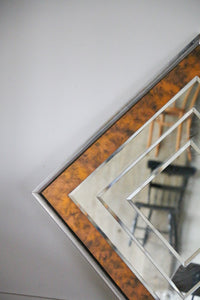 Mid Century Modern Chrome Beveled Wall Mirror