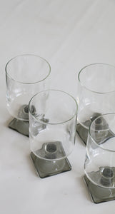 Vintage Linear Smoke Crystal Glasses-Set of Four- ROSENTHAL