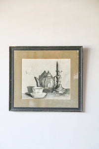 Vintage Charcoal Still Life Drawing