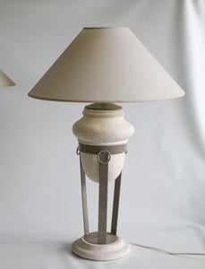 Postmodern Sculptural Plaster and Metal Table Lamps - a Pair