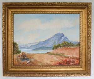 Framed Vintage Landscape Oil Painting