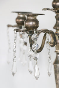 Vintage 5 Arm Candelabra with Hanging Crystals