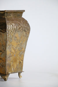 Square Brass  Footed Vase