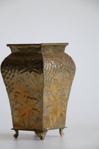 Square Brass  Footed Vase