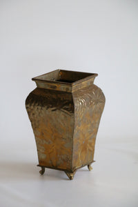 Square Brass  Footed Vase