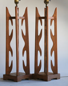 Pair of Teak Mid Century Modern Lamps