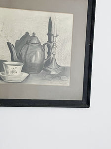 Vintage Charcoal Still Life Drawing