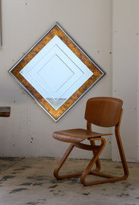 Mid Century Modern Chrome Beveled Wall Mirror