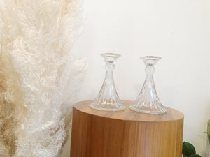 Glass Candle Stick Pair