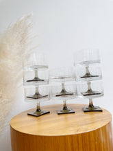 Load image into Gallery viewer, Vintage Linear Smoke Crystal Coupe Glasses- Set of Eight- ROSENTHAL
