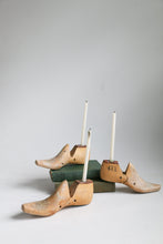 Load image into Gallery viewer, Rustic Wood Shoe Forms / Unique Candlestick Holders Circa  1948
