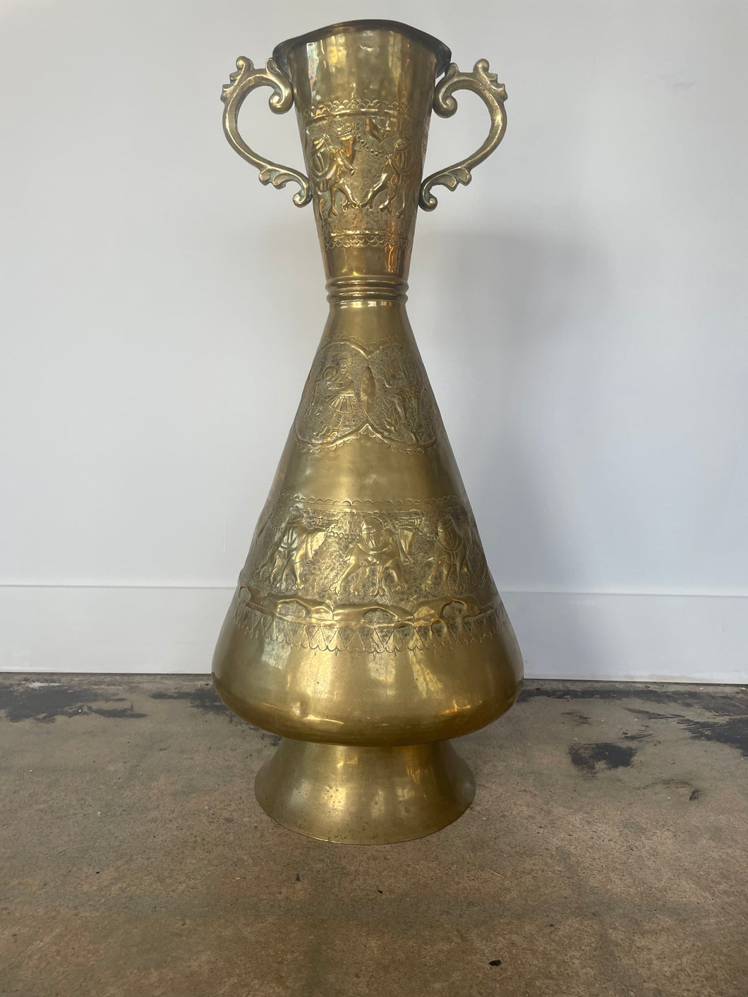 Large Brass Floor Vase