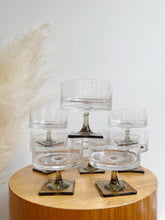 Load image into Gallery viewer, Vintage Linear Smoke Crystal Coupe Glasses- Set of Eight- ROSENTHAL
