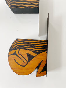 Nude Woodblock Bookends