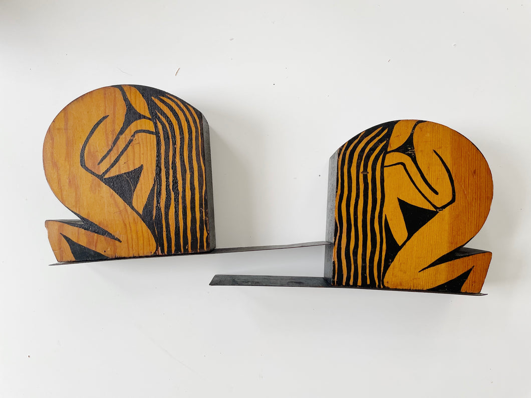 Nude Woodblock Bookends