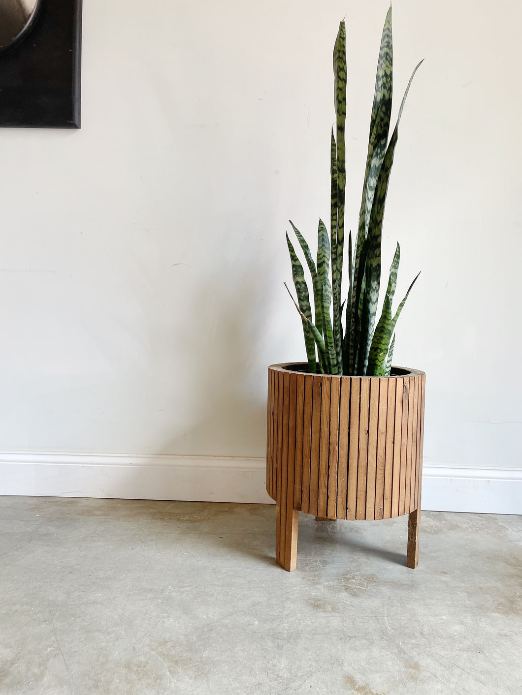 Handmade Mid Century Modern Slatted Planter