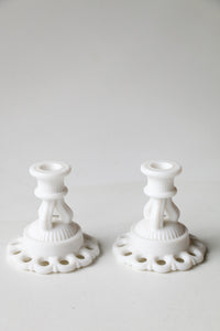 Milk Glass Candle Stick Holders