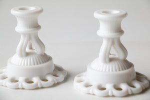 Milk Glass Candle Stick Holders