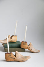 Load image into Gallery viewer, Rustic Wood Shoe Forms / Unique Candlestick Holders Circa  1948
