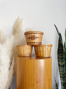 Set of Three Woven Planter Baskets